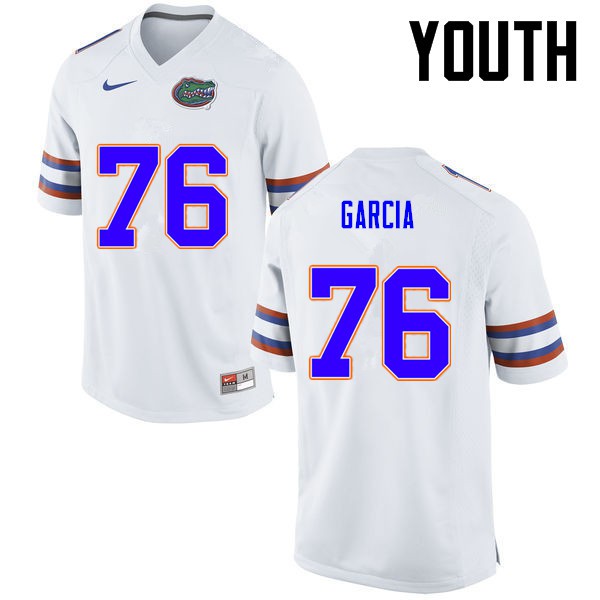 Florida Gators Youth #76 Max Garcia College Football White